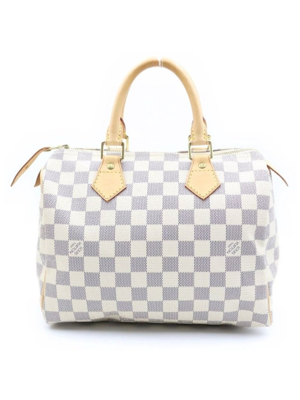Louis Vuitton Damier Azur Speedy 25 Boston Bag Ivory Leather Gold